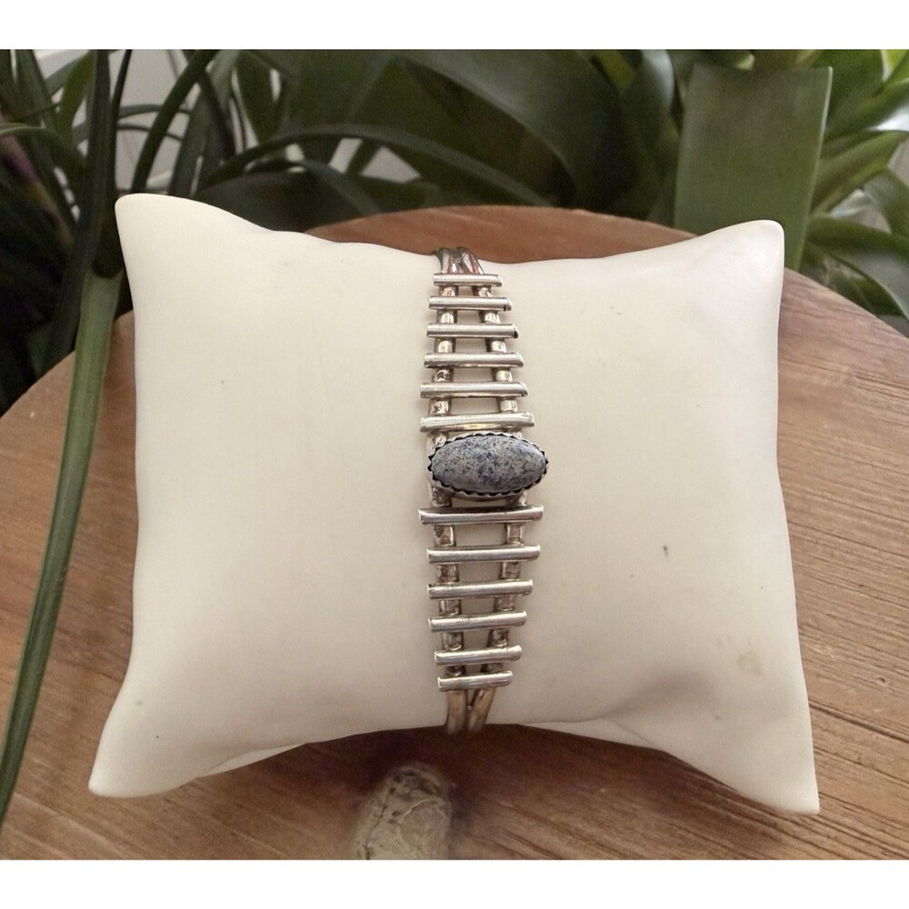 Vintage Native American Sterling Silver Cuff Denim Lapis